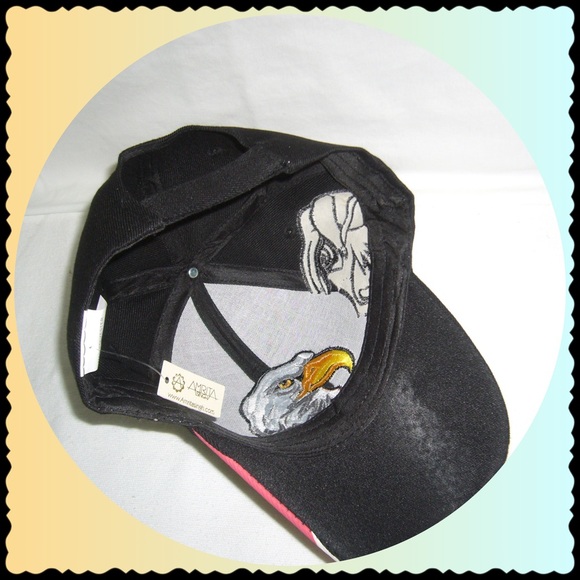 Eagle & American Flag Motif Ball Cap-Black - Picture 4 of 5
